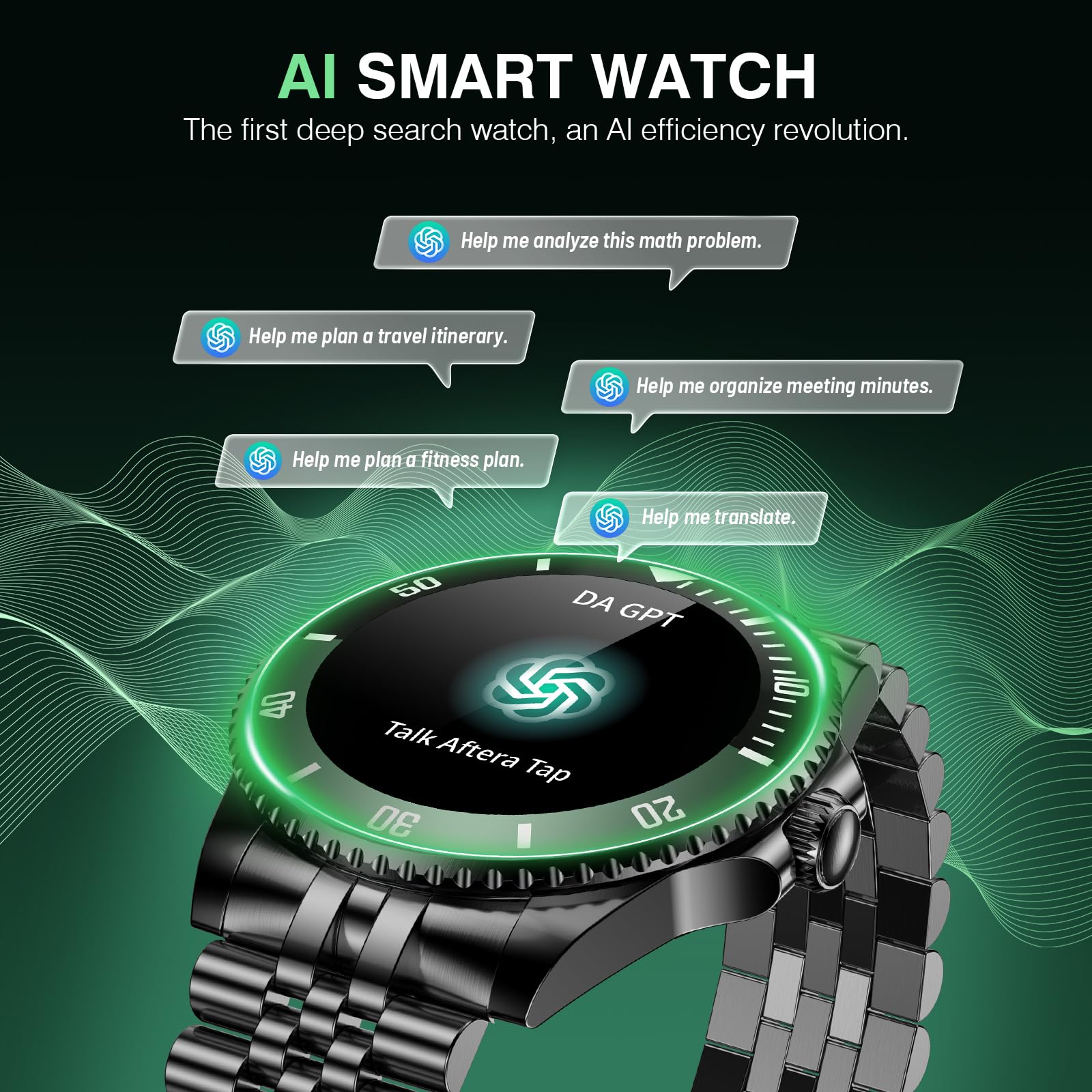 2025 Da Gpt Smart Watch For Men With Bluetooth Call, Heart Rate, Blood Pressure, Spo2, Sleep Monitor, 107 Sports Modes, Waterpro